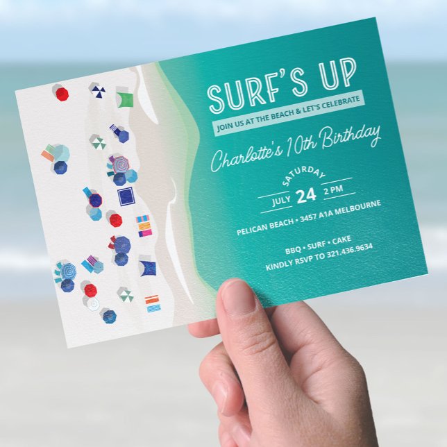 Invitation d'anniversaire de fête de plage d'été S (Créateur téléchargé)