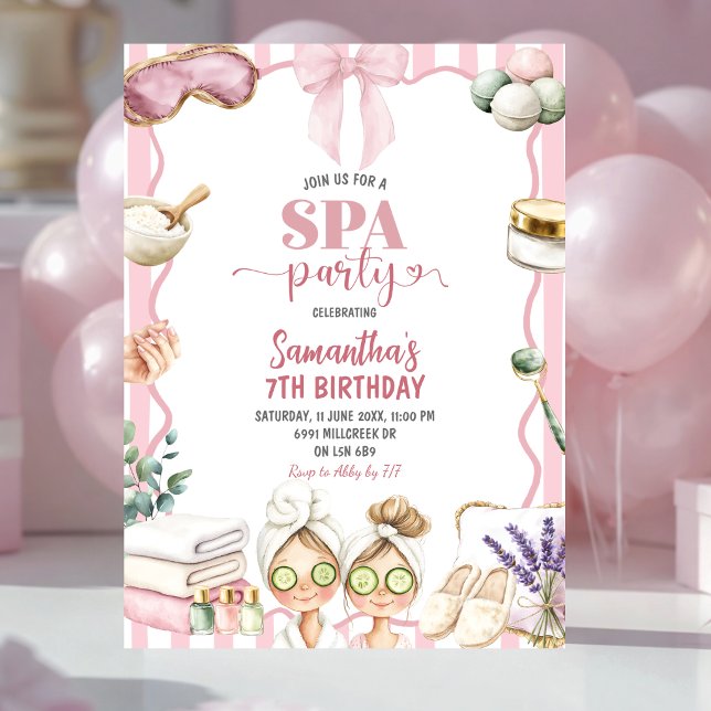 Invitation d'anniversaire de fête de Spa sur le th (Créateur téléchargé)