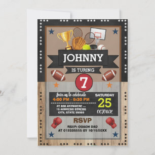 Invitation d'anniversaire de fête de sport d'étoil