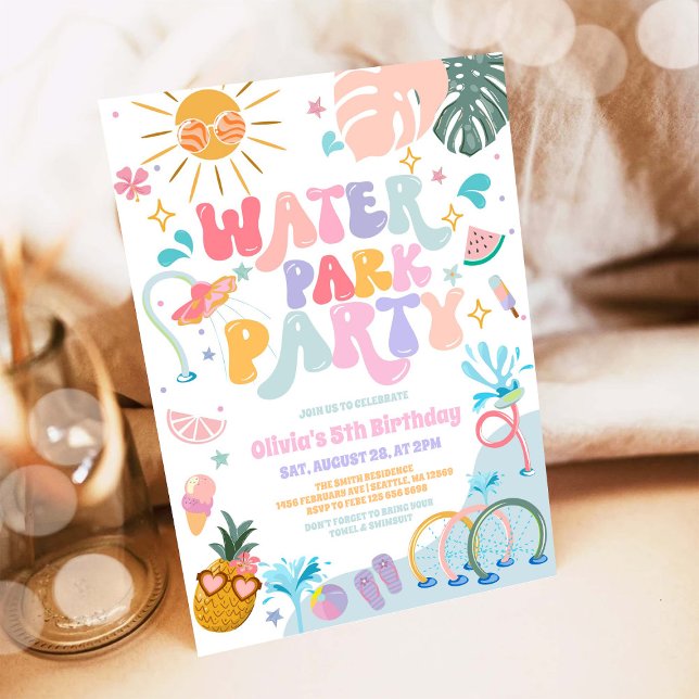 Invitation d'anniversaire de fête d'été au parc aq (Créateur téléchargé)