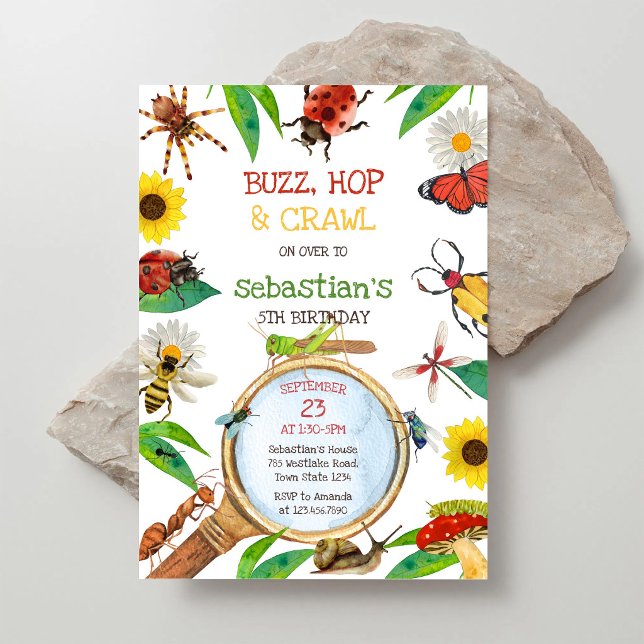 Invitation d'anniversaire de fête d'insectes (Créateur téléchargé)