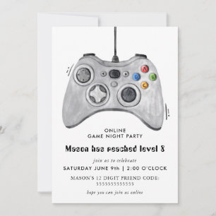 Invitation d'anniversaire de fête en ligne de jeu 