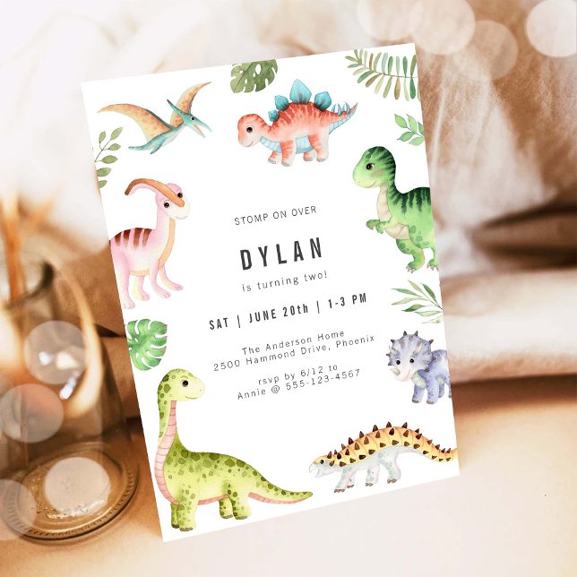 Invitation d'anniversaire de fête pour enfants din (Créateur téléchargé)