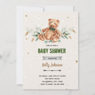 Invitation d'anniversaire de fête prénatale ours v