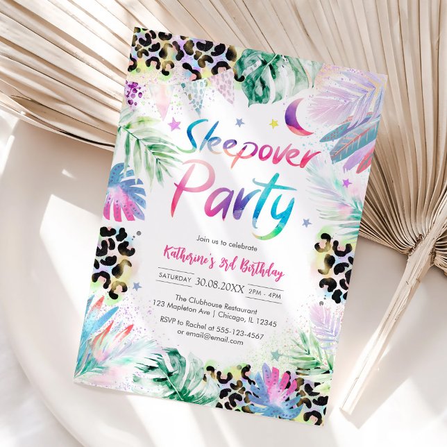Invitation d'anniversaire de fête pyjama jungle lé (Créateur téléchargé)