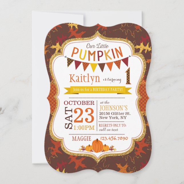 Invitation d'anniversaire de feuille et de (Devant)