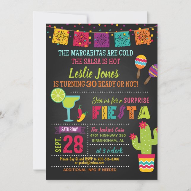 Invitation d'anniversaire de fiesta (Devant)