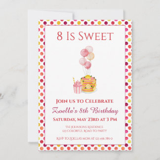 Invitation d'anniversaire de fille à l'aquarelle j