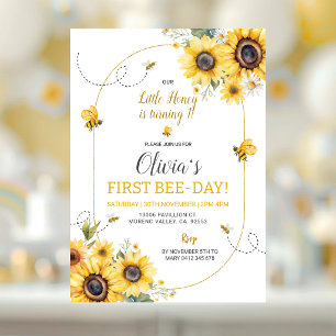 Invitation d'anniversaire de fille abeille tournes