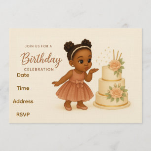 Invitation d'anniversaire de fille afro-américaine