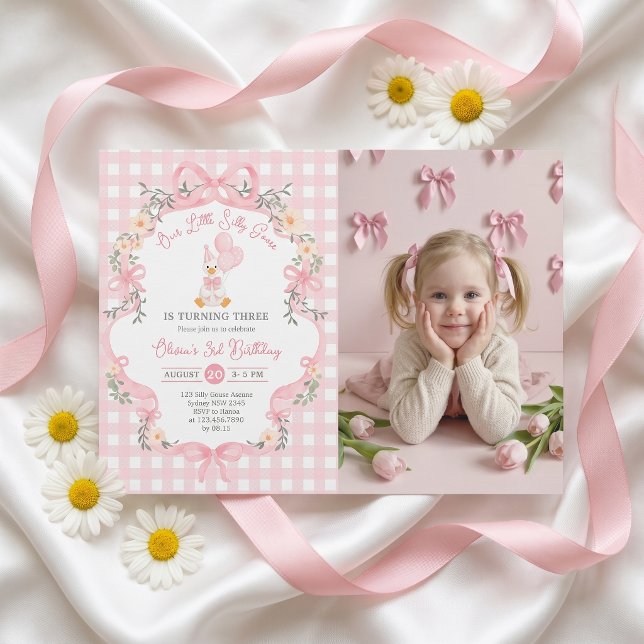 Invitation d'anniversaire de fille au ruban rose d (Créateur téléchargé)