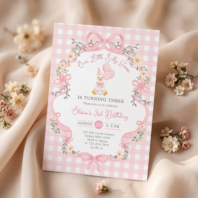Invitation d'anniversaire de fille au ruban rose d (Créateur téléchargé)