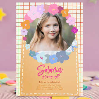 Invitation d'anniversaire de fille avec photo de f