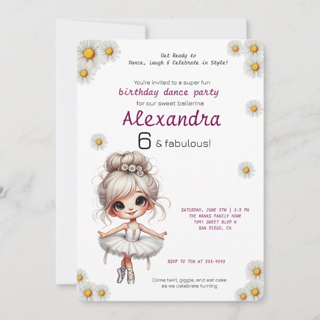 Invitation d'anniversaire de fille bizarre (Devant)