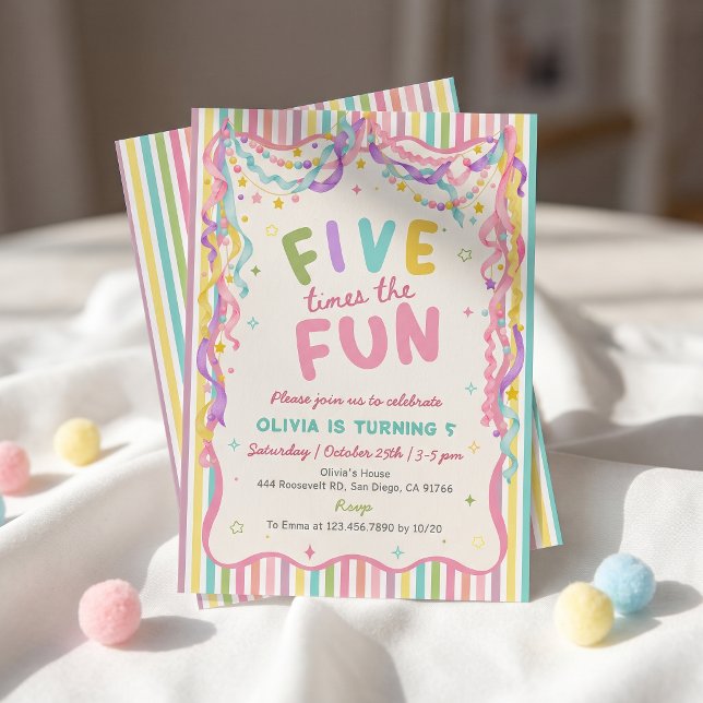 Invitation d'anniversaire de fille cinq fois plus  (Créateur téléchargé)
