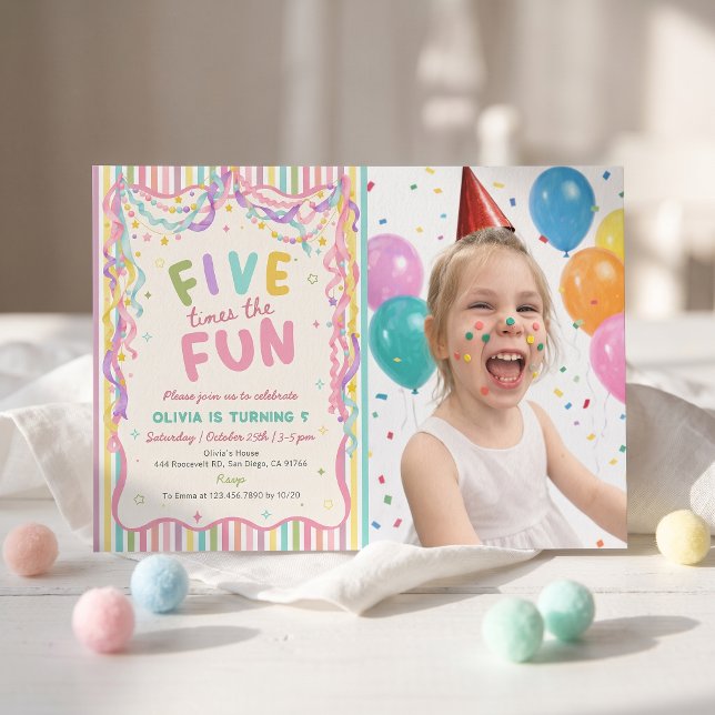 Invitation d'anniversaire de fille cinq fois plus  (Créateur téléchargé)