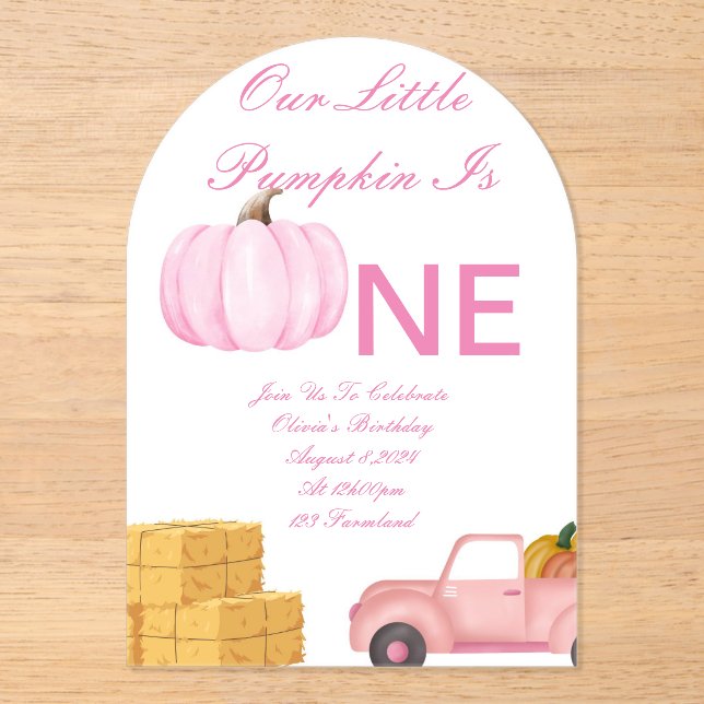 Invitation d'anniversaire de fille citrouille (Recto)