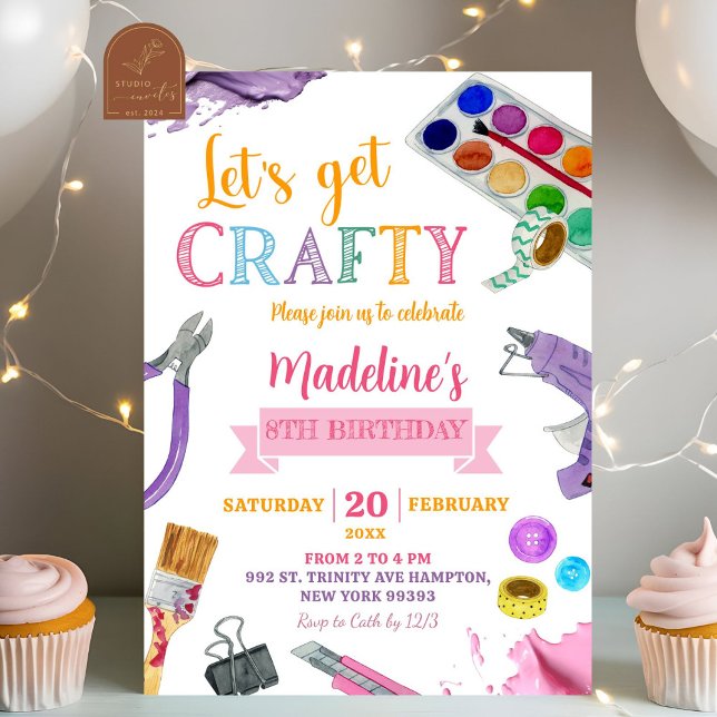 Invitation d'anniversaire de fille créative coloré (Créateur téléchargé)