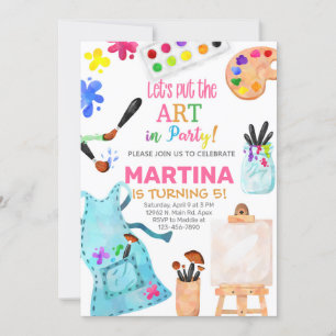 Invitation d'anniversaire de fille d'art, invitati