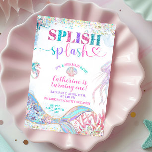 Invitation d'anniversaire de fille de bash sirène