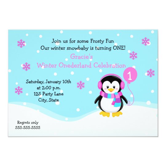 Invitation D Anniversaire De Fille De Pingouin Zazzle Fr