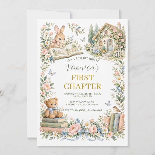 Invitation d'anniversaire de fille de premier chap (Devant)