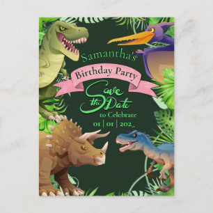 Invitation d'anniversaire de fille dinosaure