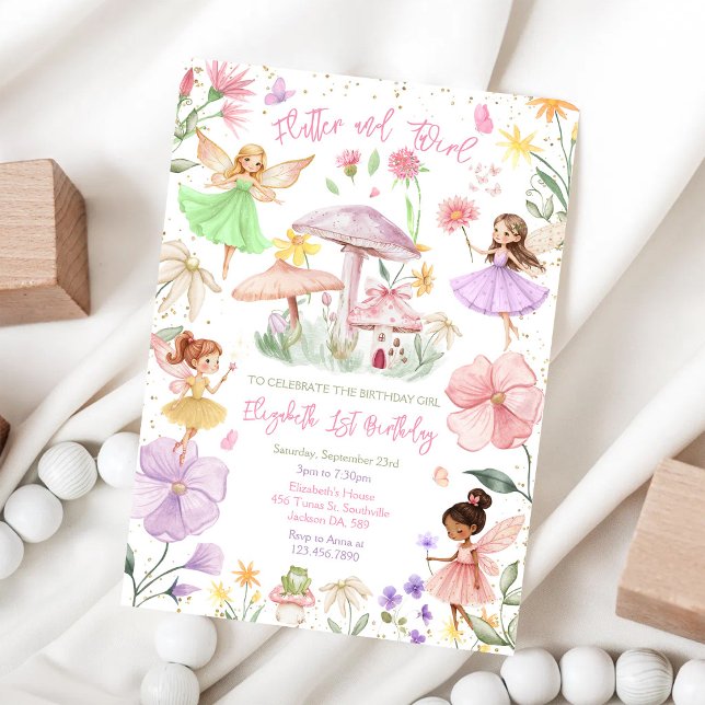 Invitation d'anniversaire de fille fée papillonnan (Créateur téléchargé)