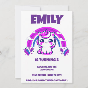 Invitation d'anniversaire de fille Licorne Modif