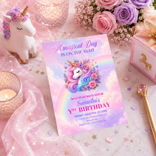 Invitation d'anniversaire de fille Magique Licorne