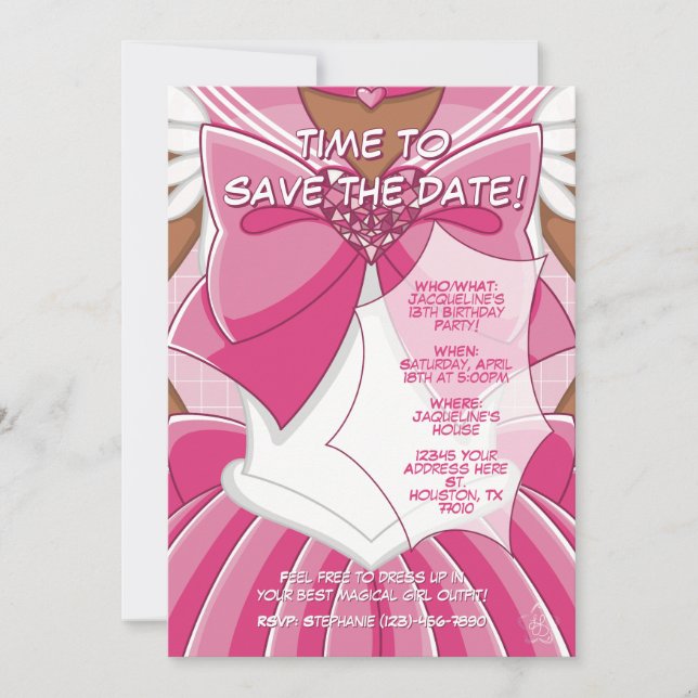 Invitation d'anniversaire de fille magique rose [S (Devant)