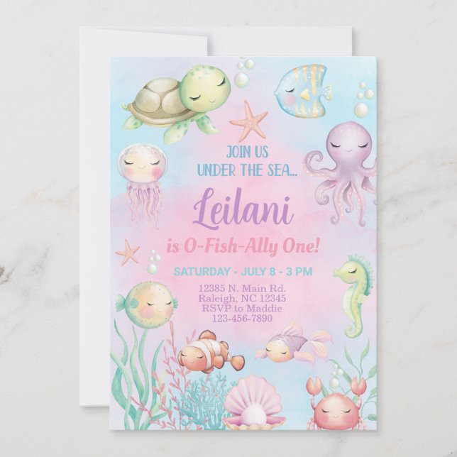 Invitation d'anniversaire de fille O-POISSON-NELEM (Devant)