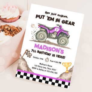 Invitation d'anniversaire de fille pour Quad ATV s