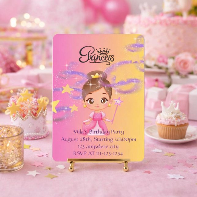 invitation d'anniversaire de fille princesse rose (Créateur téléchargé)