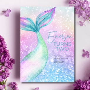 Invitation d'anniversaire de fille sirène, sirène 