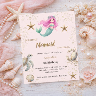 Invitation d'anniversaire de fille sous la mer Sir