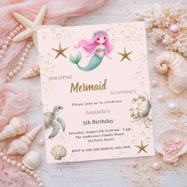 Invitation d'anniversaire de fille sous la mer Sir (Créateur téléchargé)