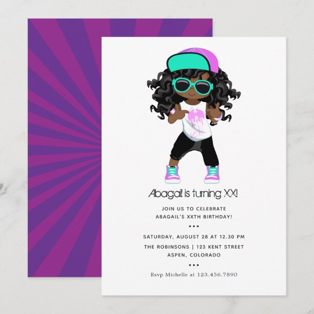 Invitation d'anniversaire de fille sur le thème du (Devant / Derrière)