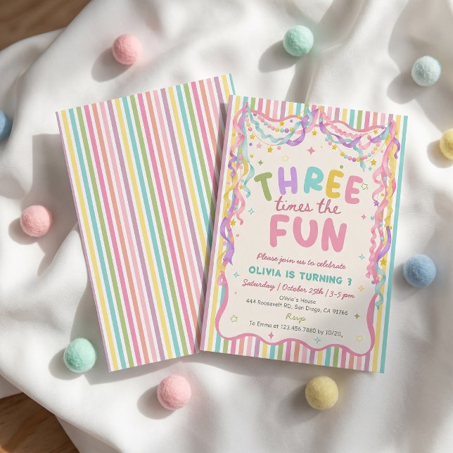 Invitation d'anniversaire de fille Trois fois plus (Créateur téléchargé)