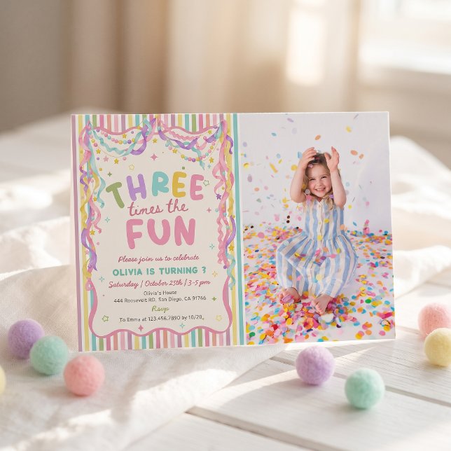 Invitation d'anniversaire de fille trois fois plus (Créateur téléchargé)