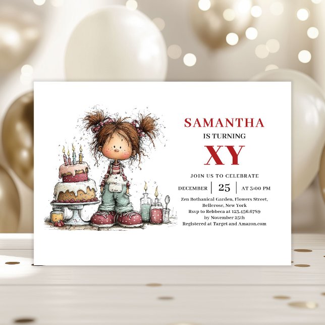 Invitation d'anniversaire de fille virale Pinteres (Viral Girl Birthday Invitation Pinterest Aesthetic Style)