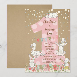 Invitation d'anniversaire de filles de lapin de