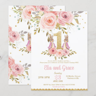 Invitation d'anniversaire de filles jumelles de