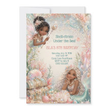 Invitation d'anniversaire de filles sirène Célébre