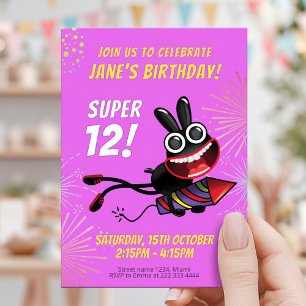 Invitation d'anniversaire de Firecracker Bunny