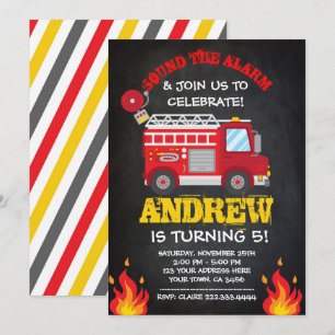 Invitation d'anniversaire de Firetruck,