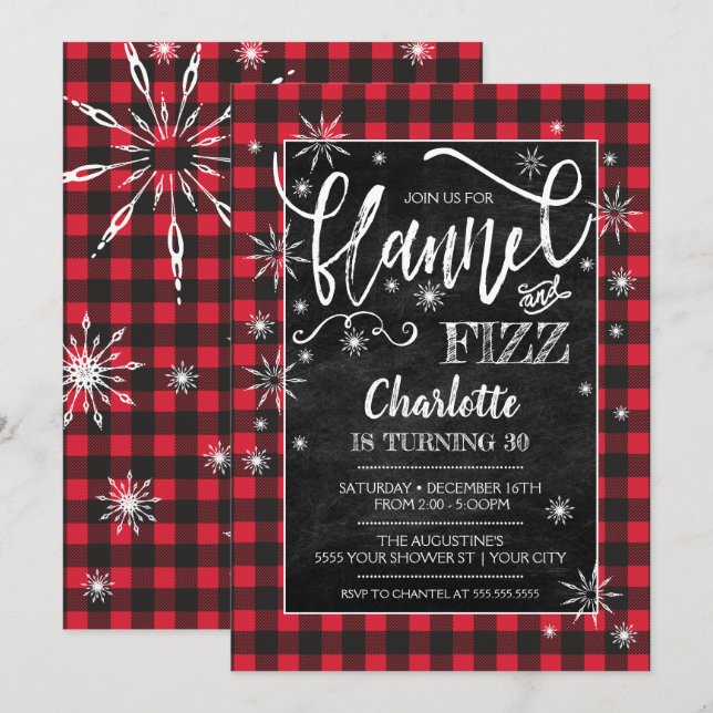Invitation d'anniversaire de Flannel et Fizz (Devant / Derrière)