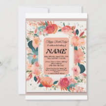 Invitation d'anniversaire de fleurs