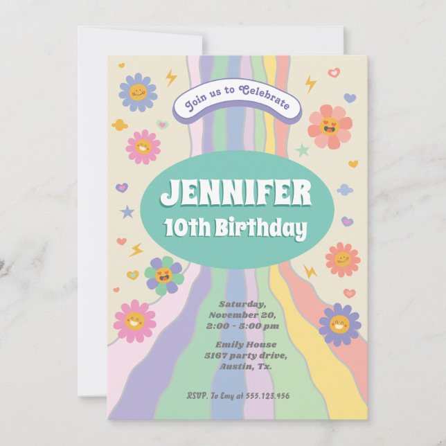 Invitation d'anniversaire de fleurs super (Devant)
