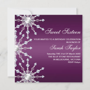 Invitation d'anniversaire de flocon de neige de